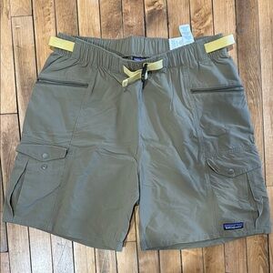 Patagonia Tan Cargo Shorts with Elastic Waistband and Drawstring